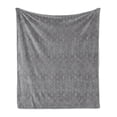 thumbnail image 1 of Aztec Soft Flannel Fleece Blanket, Pattern of Symmetric Tribal Inspired Streaks and Motifs in Greyscale Tones, Cozy Plush for Indoor and Outdoor Use, 50" x 70", Pale Grey and Dimgray, by Ambesonne, 1 of 5