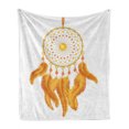 thumbnail image 1 of Aztec Soft Flannel Fleece Throw Blanket, Graphic of Golden Yellow Dreamcatcher Native Indigenous Cultural Style, Cozy Plush for Indoor and Outdoor Use, 50" x 70", Marigold White, by Ambesonne, 1 of 6