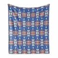 thumbnail image 1 of Aztec Soft Flannel Fleece Throw Blanket, Retro Layout of Triangles Composition Native Vibes, Cozy Plush for Indoor and Outdoor Use, 60" x 80", Azure Blue Multicolor, by Ambesonne, 1 of 5
