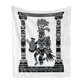 thumbnail image 1 of Aztec Soft Flannel Fleece Throw Blanket, Tribal Composition Mayan Folklore Wisdom Illustration Monochrome, Cozy Plush for Indoor and Outdoor Use, 60" x 80", White and Black, by Ambesonne, 1 of 6
