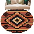 thumbnail image 1 of Aztec Southwest Large Area Rugs for Bedroom Living Room, Soft Non Slip Carpet Bedside Rug, Orange Black Boho Tribes Abstract Round Floor Cover Kitchen Accent Rug 8' for Dining Room/Office, 1 of 9