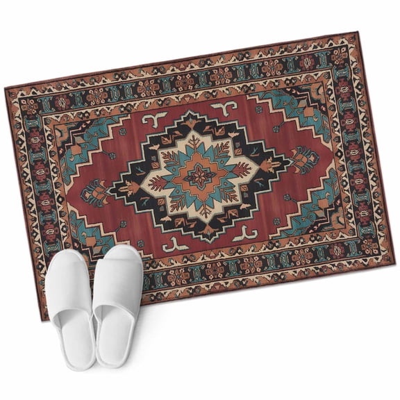 Aztec Southwest Large Area Rugs for Bedroom Living Room, Soft Non Slip Carpet Bedside Rug, Red Brown Boho Chic Abstract Geometric Rectangular Floor Cover Kitchen Accent Rug 2'x3' for Office