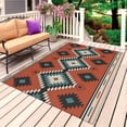 thumbnail image 1 of Aztec Southwest Outdoor Rug for Patio/Deck/Porch, Non-Slip Large Area Rug 5 x 8 Ft, Orange Red Geometric Abstract Art Indoor Outdoor Rugs Washable Area Rugs, Reversible Camping Rug Carpet Runner, 1 of 8