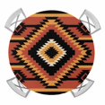 thumbnail image 1 of Aztec Southwest Round Tablecloth for 45-54 Inch Tables, Fitted Table Cover with Elastic Edge, Orange Black Boho Tribes Abstract Waterproof Outdoor Table Cloth Protector for Patio Garden Dinner Picnic, 1 of 9