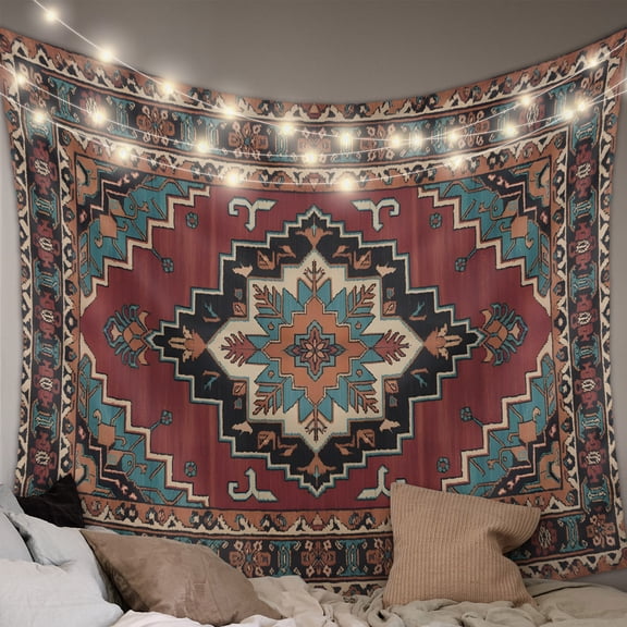 Aztec Southwest Tapestry for Bedroom Wall Hanging Tapestry, Red Brown Boho Chic Abstract Geometric Ceiling Backdrop Tapestries Poster Blanket Wall Decor for Teens Room Living Room Dorm 59" x 79"