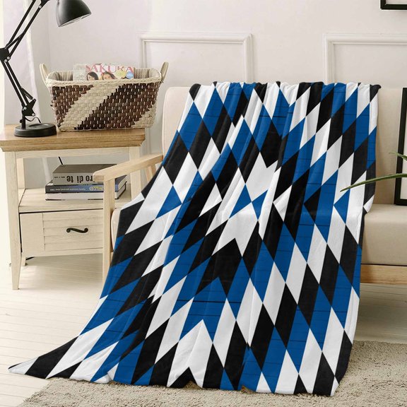 Aztec Southwest Vintage Abstract Blue Black Geometric Rustic Throw Flannel Blanket 50x80In Super Soft Cozy Bed Blanket, Lightweight Plush Fuzzy Bed Throw for Bedroom Sofa Couch Living Room