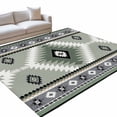 Aztec Southwestern Area Rug, Ethnic Tribal Style Geometric Green Grey ...