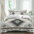 thumbnail image 1 of Aztec Southwestern Duvet Cover Set Twin Size, Ethnic Tribal Style Geometric Teal Grey 4 Piece Soft Microfiber Bedding Set with 1 Duvet Cover, 1 Flat Sheet, 2 Pillowcases, 1 of 9