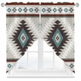 thumbnail image 1 of Aztec Southwestern Swag Curtain Valance for Windows, Ethnic Tribal Style Geometric Teal Grey Window Treatments Short Swag Topper for Kitchen Windows Bathroom Bedroom, 36"x45", 1 of 8