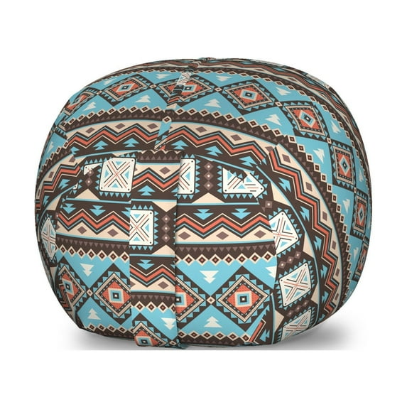 Aztec Storage Toy Bag Chair, Vintage Illustration of Scandinavian Inspired Motifs, Stuffed Animal Organizer Washable Bag, Large Size, Multicolor, by Ambesonne