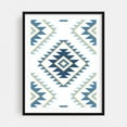 thumbnail image 1 of Aztec Style Motif Pattern Blues White Gold - Digital Art Geometric Pattern Boho Modern Art Minimalist Abstract Mid-Century Modern Black Framed Wall Art Print 12 x 16 inches, 1 of 3