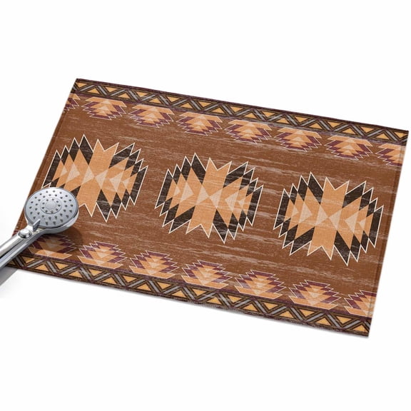Aztec Style Washable Area Rug 2 x 3 ft Southwestern Native American Bohemian Brown, Soft Non Slip Rugs Stain Repellent Indoor Felt Carpet for Living Dining Room Bedroom Home Office