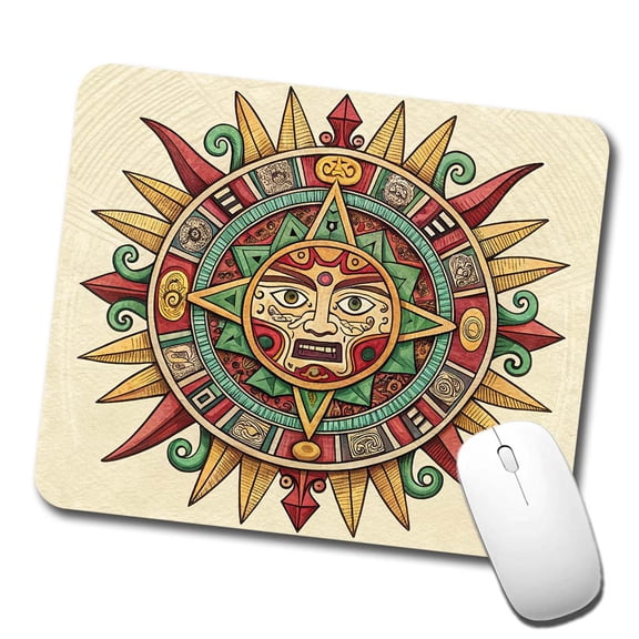 Aztec Sun God Symbol Mouse Pad Low Profile Gaming Mat