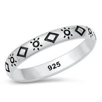 Aztec Sun Moon Design Ring .925 Sterling Silver Band Jewelry Female Male Unisex Size 8