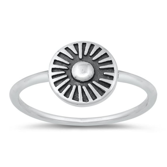 Aztec Sun Oxidized Ring .925 Solid Sterling Silver Band Jewelry Female Male Unisex Size 10