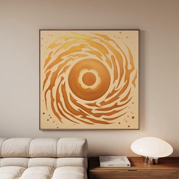 Aztec Sun Symbol Wall Art Light Brown Yellow Tribal Art Earth Tone Sunrise Design Tribal Ethnic Style Art, Unframed Paper Print