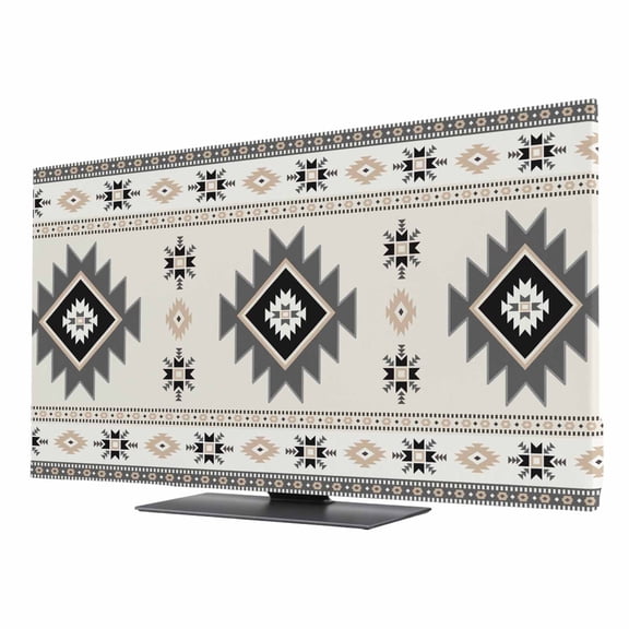 Aztec TV Dust Cover 24 Inch, Gray Southwest Wind Bohemian Ethnic Wind Computer Monitor Cover Dustproof Stretchable Indoor TV Screen Protector for LED LCD Universal Monitors