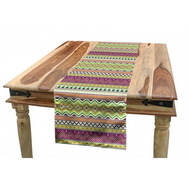 Aztec Table Runner, Colorful Geometric Mexican Pattern Horizontal Stripes, Dining Room Kitchen Rectangular Runner, 3 Sizes, by Ambesonne