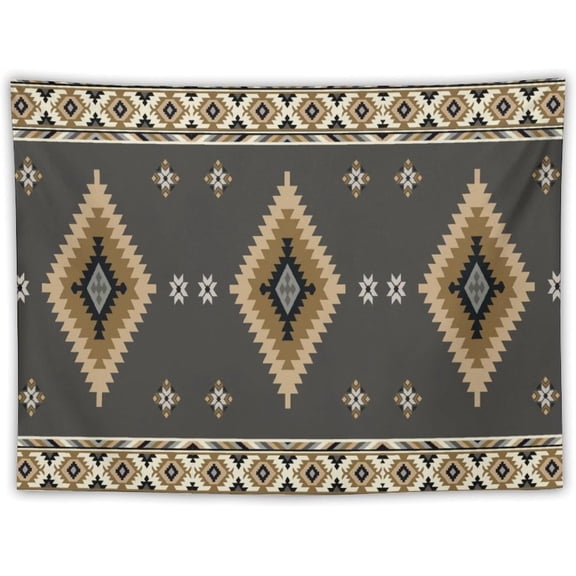 Aztec Tapestry, Southwestern Native Tribal American Ethnic Pattern Western Boho Geometric Wall Hanging for Room Tapestry Living Bedroom 40"x30"