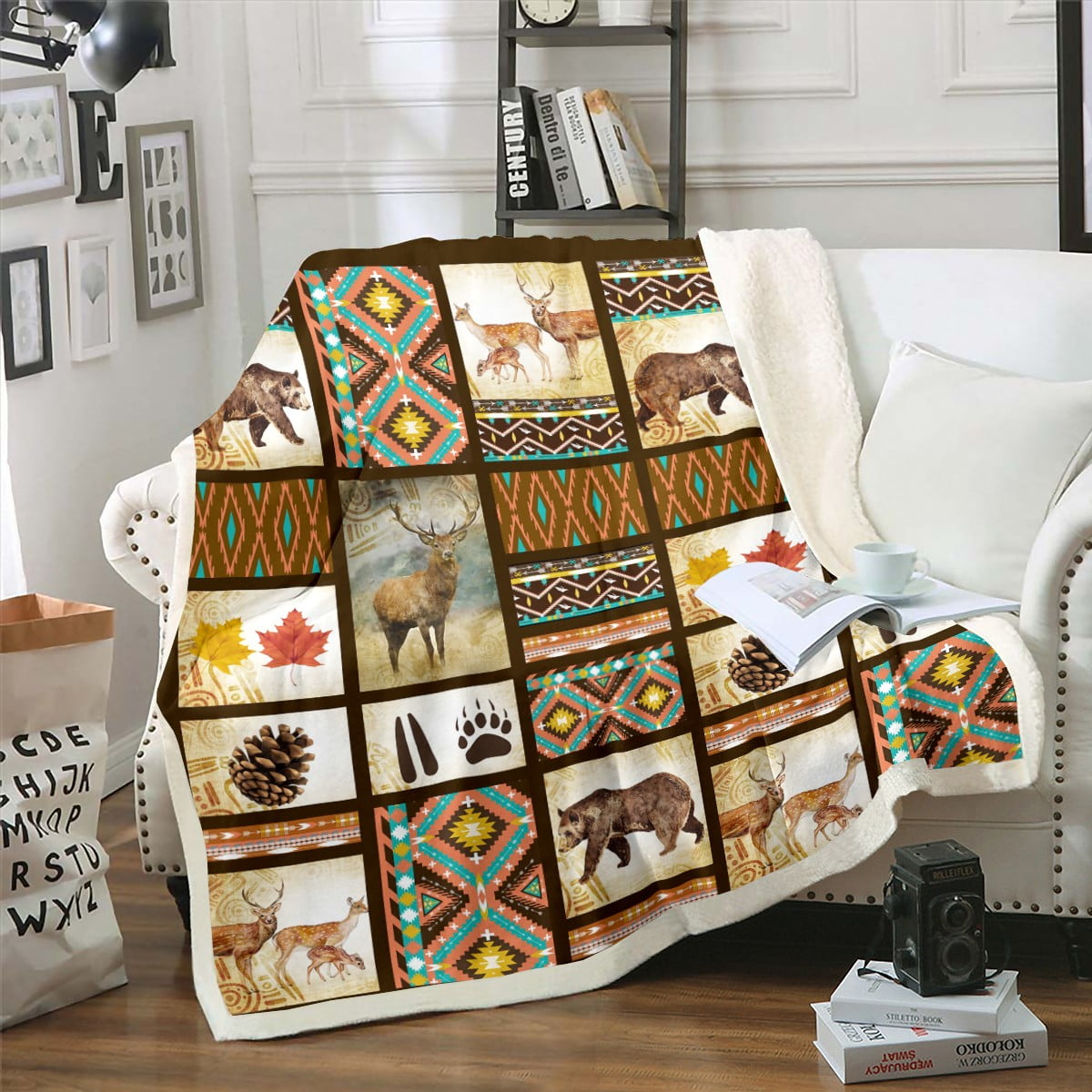 Rustic Wildlife Southwestern No Sew fleece cheapest blanket