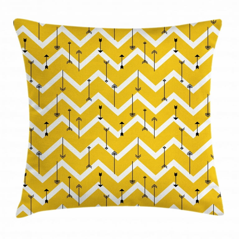 Black And Yellow Zig Zag Decorative Throw Pillow Cover Black And Yellow Zig Zag Decorative Throw Pillow Cover