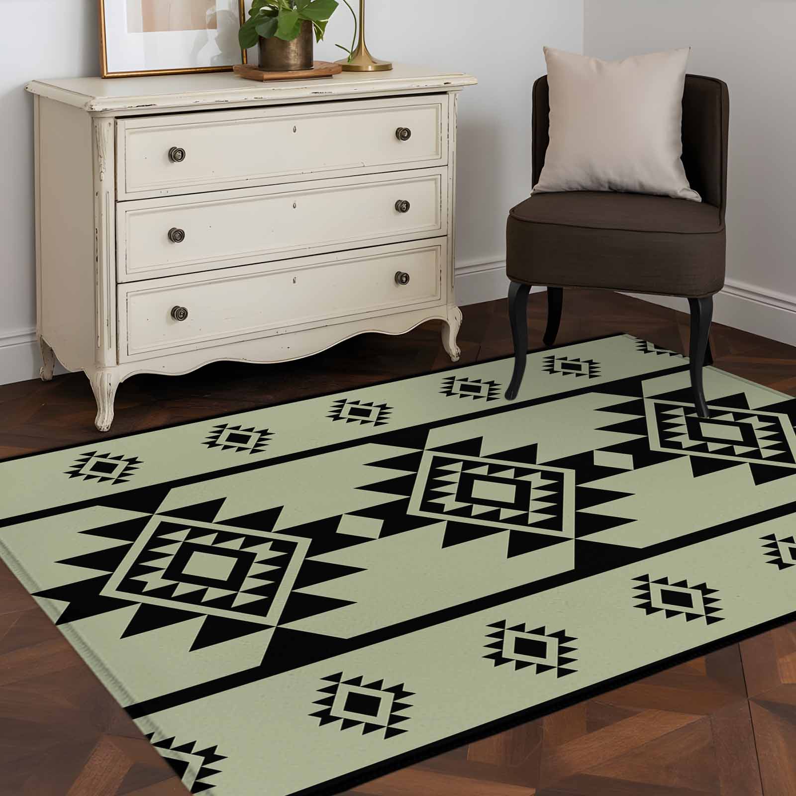 Aztec Triangle Pattern 4x6 Rug for Dining Table for 4 People Under ...