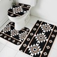 thumbnail image 1 of Aztec Triangle Pattern Bathroom Rugs Set Pink Black White Western Tribal Non Slip Absorbent Soft Bath Mats 3 Piece Set with Bathroom Rug, U-Shaped Floor Mat, Toilet Seat Cover Small Size, 1 of 9