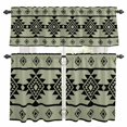 thumbnail image 1 of Aztec Triangle Pattern Kitchen Curtains Valances and Tiers Set of 3 Green Black Western Tribal Tier Curtains and Valance with Rod Pocket for Small Windows, 27.5"x24", 1 of 9