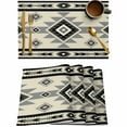 thumbnail image 1 of Aztec Tribal Ethnic Style Placemats Set of 4,Wipeable Washable Table Mats for Dining Tables,Abstract Geometric Stripes Place Mats for Kitchen Event Party Tabletop Decor, 1 of 7