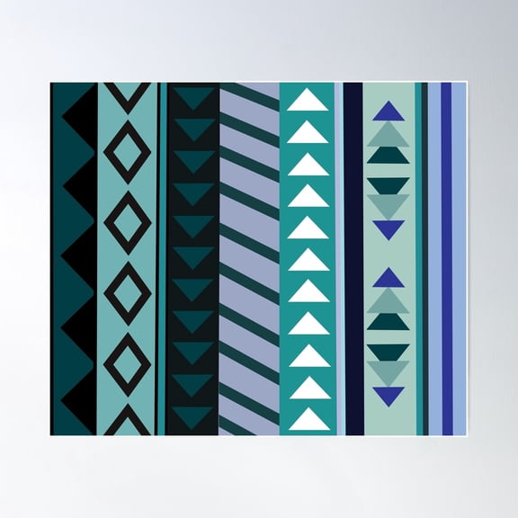 Aztec Tribal Lines And Triangles Pattern Poster Wall Art, Modern Wall Decor For Living Room Bedroom, 24x36 UNFRAMED