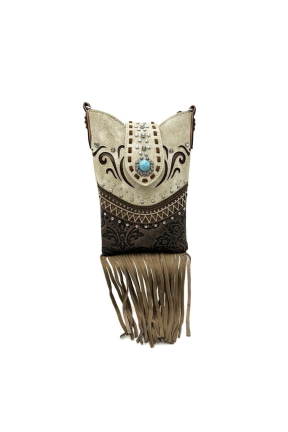 Aztec Tribal Print Fringe Western Handbag Purse