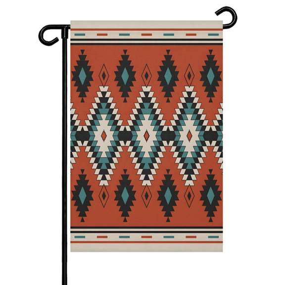 Aztec Tribe Garden Flag 12x18 Inch Rhombus Geometric Abstract Art Pattern Double Sided Small Decorative Garden Flags for Outside, Outdoor Yard Porch Lawn Decoration