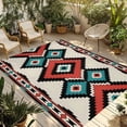 Aztec Tribe Outdoor Rug, Rhombus Mosaic Geometric Pattern Non-Slip Area ...