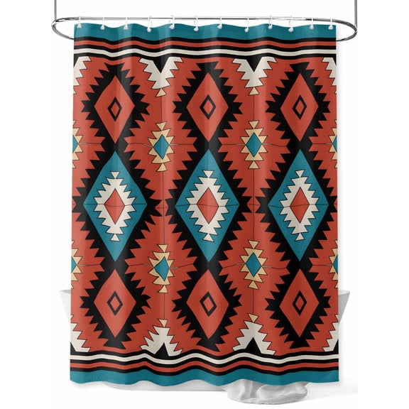 Aztec Tribe Shower Curtain Set ,Waterproof Fabric Shower Curtains Red Blue Yellow Abstract Vintage Geometric Shower Curtains for Bathroom,Bathroom Decor 60"x72"