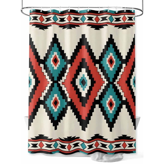 Aztec Tribe Shower Curtain Set ，Waterproof Fabric Shower Curtains Rhombus Mosaic Geometric Pattern Shower Curtains for Bathroom,Bathroom Decor 54x"78"