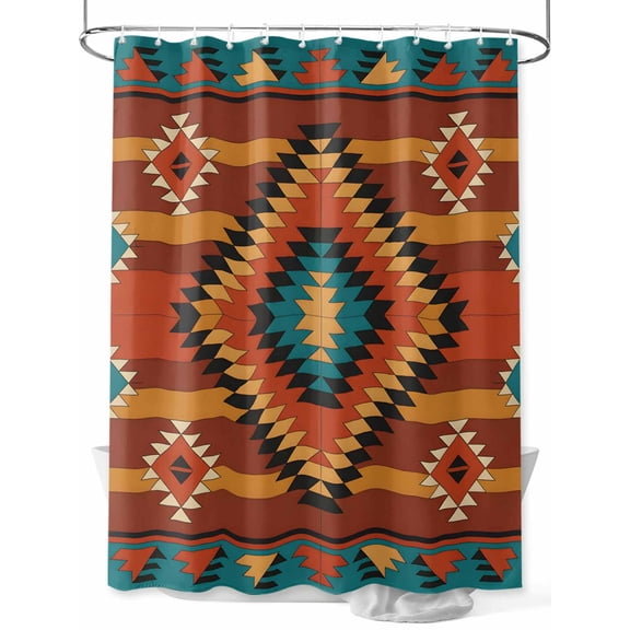Aztec Tribe Shower Curtain Set ，Waterproof Fabric Shower Curtains Rhombus Triangle Geometric Pattern Shower Curtains for Bathroom,Bathroom Decor 72"x84"