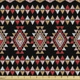 thumbnail image 1 of Ambesonne Aztec Fabric by the Yard Upholstery, Folk Art Triangles Patchwork, 1 Yard, Almond Dark Pink, 1 of 5