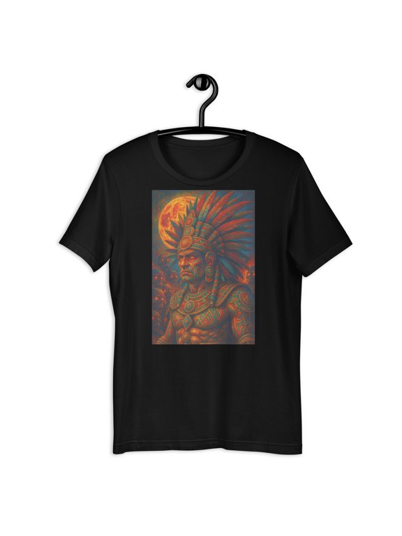 Aztec Warrior Moon Fire Dark Tribal Mexican Culture Graphic Tee