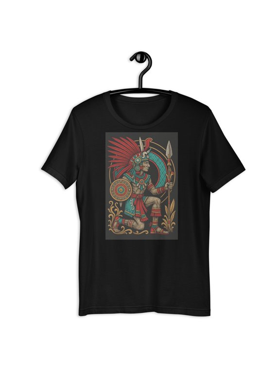 Aztec Warrior Spear T-Shirt Mexican Culture Tribal Art Graphic