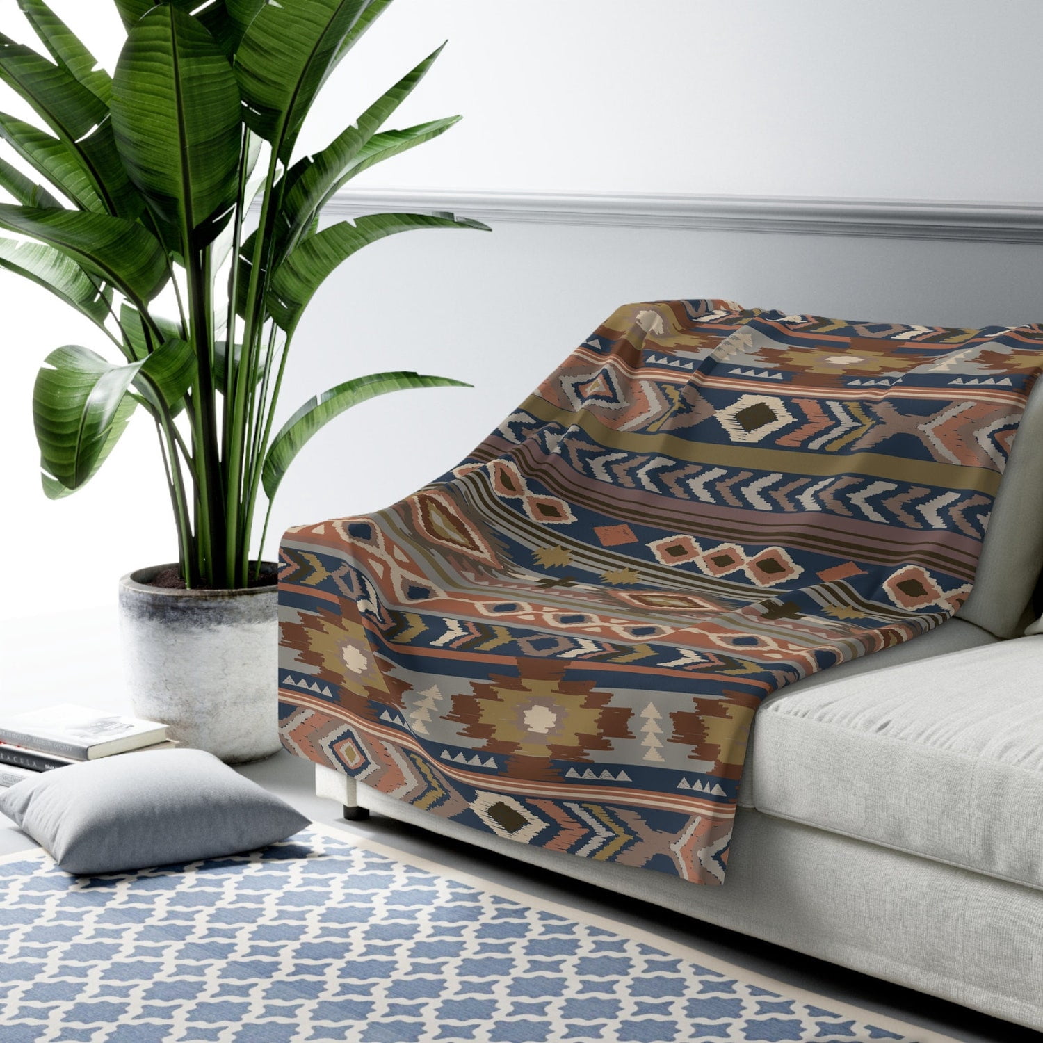 Aztec Western Flannel Blanket - Cowboy Ranch Decor - Boho Style ...