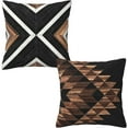 thumbnail image 1 of Aztec Western Wooden Print Farmhouse Throw Pillow Covers 18x18 Inch Modern Outdoor Pillow Case Soft Cushion Covers Set of 2 for Sofa Living Room Home Decorative Black, 1 of 6
