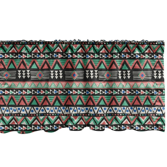 Aztec Window Valance, Triangles Arrangement in Basic Tones Geometric Art, Curtain Valance for Kitchen Bedroom with Rod Pocket, 54" X 18", Multicolor, by Ambesonne