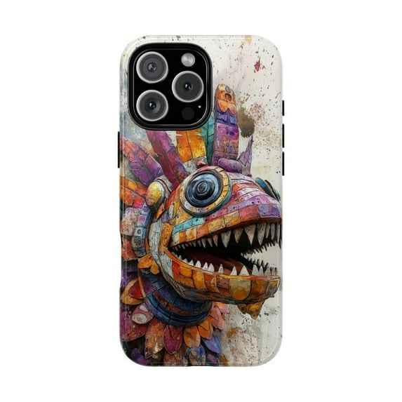 Aztec Xolotl God Abstract Digital Ancient Artistic Pattern Phone Case with iPhone 11 to 17 Pro Max