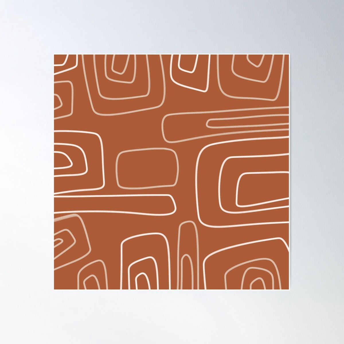 Azteca Line Minimalist Pattern In Clay And Putty Poster Wall Art ...