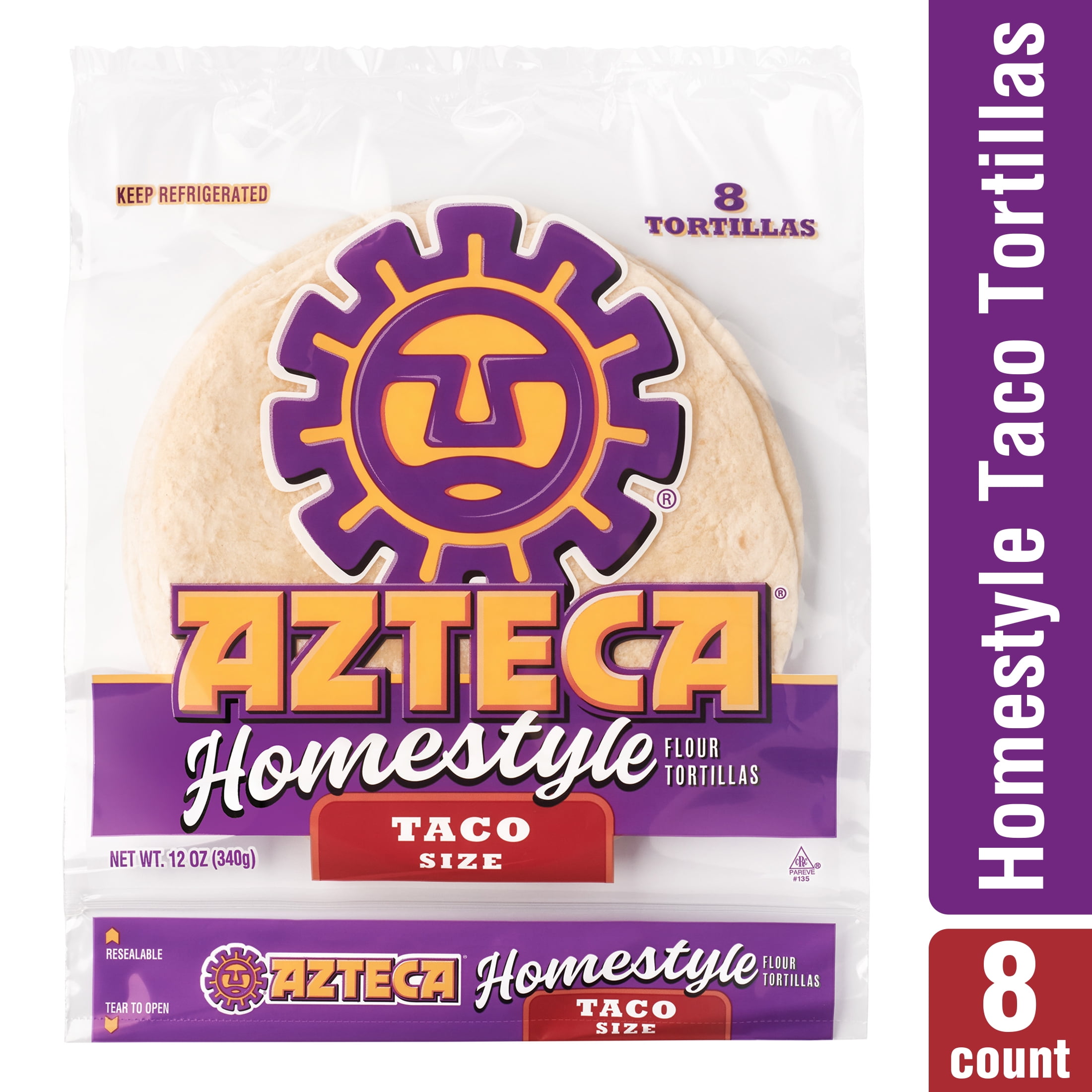 Azteca Traditional Homestyle TacoSize Flour Tortillas, 12 oz, 8 Ct