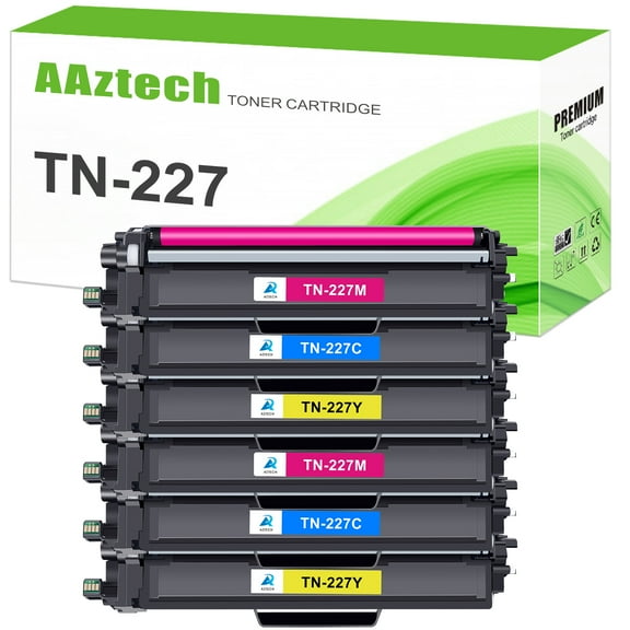 A Aztech 6-Pack Compatible Toner Cartridge for Brother TN227 TN-227 MFC-L3770CDW HL-L3270CDW HL-L3210CW HL-L3290CDW MFC-L3710CW (2*Cyan,2*Magenta,2*Yellow)