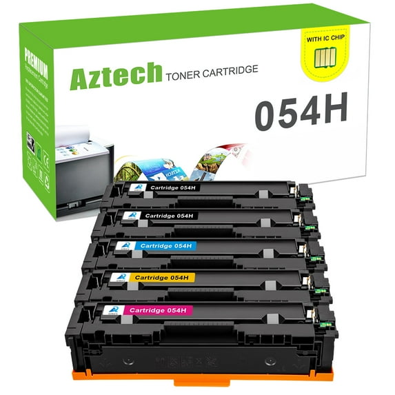 Aztech Compatible Toner Cartridge for Canon 054H CRG-054H tone for Canon Color Image Class MF644Cdw MF642Cdw MF640C LBP622Cdw LBP620 Printer ink (Black,Cyan,Magenta,Yellow, 5-Pack)