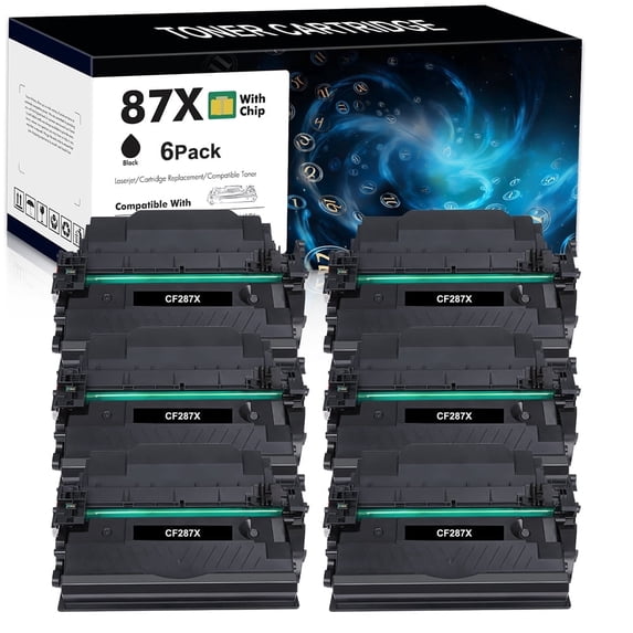 A Aztech Toner Cartridge Replacement for 87X 87A CF287X CF287A for Laserjet Enterprise M506 M506dn M506n Pro M501 M501dn M506 M506x M527 M527dn Printer Ink (Black, 6-Pack)