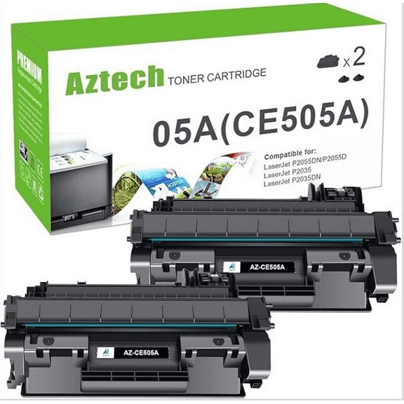 Aztech Compatible Toner Cartridge Replacement for HP 05A/ CE505A (Black, 2PK)