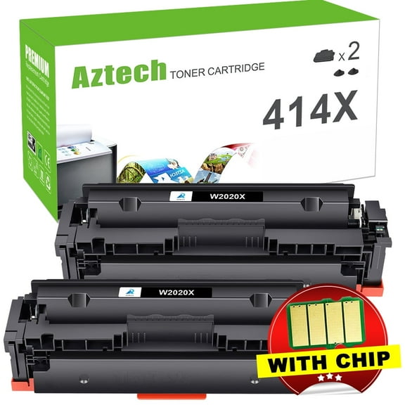 A Aztech Compatible Toner Cartridge(with chip) for HP W2020X 414X 414A to use with Color Pro MFP M479fdw M454dw M454dn M479fdn Printer (Black, 2-Pack)